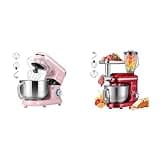 VIVOHOME Pink 660W 10 Speed 6 Quart Tilt-Head Stand Mixer and Red 3 in 1 Stand Mixer 6 Quart Electric Tilt-Head with Meat Grinder and Blender Attachments