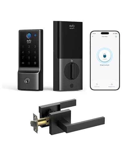 eufy Security Smart Lock Front Door Lever Set, Fingerprint Keypad Door Lock with Handle, Built-in Wi-Fi, App Control, Keyless Entry Deadbolt, 8 Months Battery, IP53 Waterproof, BHMA Certified
