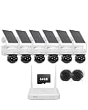 Anlapus Indoor Outdoor Home Security Camera, 6 x 2.5K Pan/Tilt Wireless Solar Cam System with Solar Panel and 2 x 5MP 3K Magnetic Window Camera with Angle Mount, AI Detection, Color Night Vision
