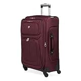 SWISSGEAR Sion Softside Expandable Spinner Luggage Durable Lightweight Travel Suitcase, Merlot, Checked-Medium