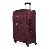 SWISSGEAR Sion Softside Expandable Spinner Luggage Durable Lightweight Travel Suitcase, Merlot, Checked-Medium