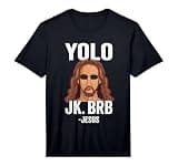 Mens Easter YOLO JK BRB Funny Jesus Easter Performance T-Shirt