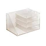 CFGH6FDF Desktop Multi-Layer Acrylic Bookshelf Small Document Storage Box with Increase Fence Freestanding Book Shelf