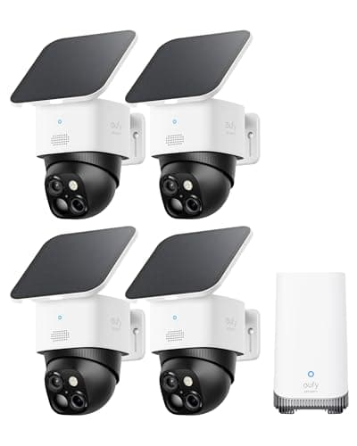 eufy Security SoloCam S340 4-Cam Kit (HomeBase S380), Solar Security Camera, Wireless Outdoor Camera, 360° Pan and Tilt, No Blind Spots, No Monthly Fee, Built-in Local Storage (Up to 16TB)