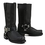 MILWAUKEE MOTORCYCLE CLOTHING CO. MMCC MB410 Men's Classic Harness Black Leather Biker Boots - Riding Footwear - 11.5 Wide