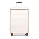 Kono 28 Inch Large Suitcase, Expandable for Long Trips, Impact-Resistant ABS+PC & Silent Wheels, White