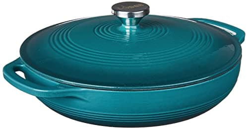 Lodge Essential Enamel Braiser 3.5 Quart - Refrigerator- & Oven-Safe up to 500° F - Heat-Retaining, Induction-Safe & PFAS-Free Enamel Cookware - Lagoon