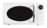 Retro Microwave Oven 0.7 Cu Ft, 700W With Glass Turntable, Child Lock, 8 Auto-Cook Programs, Digital Clock - White