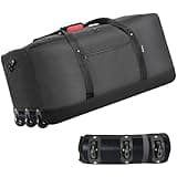 Finnhomy 120L Foldable Rolling Duffel Bag with 3 Wheels, Light Weight Travel Duffel bag with Large Loading Capacity, 32'' Rolling Duffel bag with Shoulder Strap (Black)