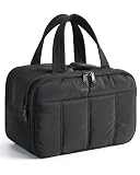 BAGSMART Travel Toiletry Bag, Puffy Large Toiletry Bag for Women, Lightweight Cosmetic Makeup Bag Organizer with Handle for Traveling, Accessories, Essentials, Toiletries (Black)