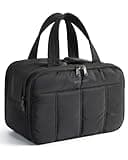 BAGSMART Travel Toiletry Bag, Puffy Large Toiletry Bag for Women, Lightweight Cosmetic Makeup Bag Organizer with Handle for Traveling, Accessories, Essentials, Toiletries (Black)
