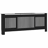 Favemtsl Adjustable Radiator Cover Black MDF Heater Shield with Storage Top Shelf for Living Room and Hallway, Expandable Wood Slat Enclosure Cabinet Fits 56 to 81 Inch