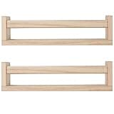 JORIKCHUO Nursery Book Shelves, Set of 2 Wood Floating Book Shelves for Kids Room, Kitchen Spice Rack, or Rustic Wall Mounted Shelves for Farmhouse Bathroom Décor (Natural Wood)