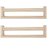 JORIKCHUO Nursery Book Shelves, Set of 2 Wood Floating Book Shelves for Kids Room, Kitchen Spice Rack, or Rustic Wall Mounted Shelves for Farmhouse Bathroom Décor (Natural Wood)