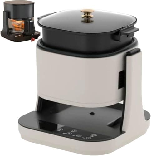 ransparent Glass Air Fryer, 1350W Multifunctional Electric Fryer with Timer and Temperature Control(Color:White)