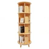 Rotating 4 Tiers Bookshelf, Floorstanding Bookcase Storage Rack with Legs