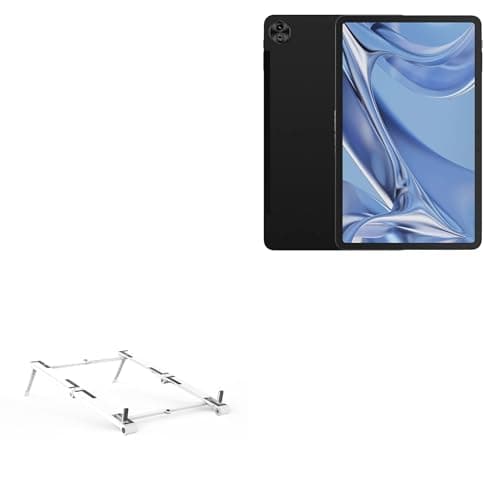 BoxWave Stand and Mount Compatible with Doogee T20 Ultra (12 in) - Pocket Aluminum Stand 3-in-1, Portable Multi Angle Viewing Riser - Metallic Silver