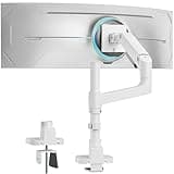 PEGZONE Single Monitor Arm Desk Mount for 17”-49“Ultrawide Monitors, Heavy Duty Single Monitor Arm Holds 44 lbs, Full Motion Gas Spring Vertical Desk Mount, 75/100 VESA Mount, White