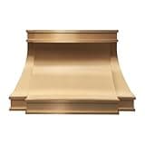 Brass Range Hood Island Mount 30'' W,48'' H, 27'' D CT Copper Tailor Custom Handmade Metal Kitchen Vent Hood, With 4-Speed Exhaust Fan & LED Light,BSRH-5N