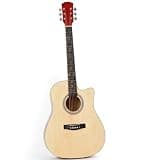 41-Inch Acoustic Guitar Cutaway Dreadnought Natural Basswood
