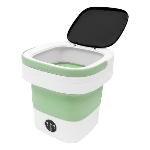 WINNIESHOP Mini Portable Washing Machine 12L/12.68Qt Collapsible Washing Machine with 3 Smart Timers & Spin Basket Underwear Washing Machine Travel Washing Machine for Apartment, Dorm, RV (Green)