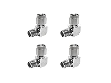 BJDZ 50 Ohm 4 Pcs SMA Male to SMA Female Right Angle 90 Degree Radio Adapter, Stainless Steel Body, 0-18GHz, for Test Equipment, WiFi Router, Drone,