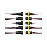 HAMOJUF 5PCS 2 Pin Car Electrical Wire Connector, Waterproof Male and Female Vehicle Terminal Wire Connectors Plug, Automotive Wire Plug Socket Kit, Universal for Sedan Truck Motorcycle