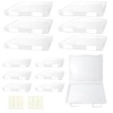 Olutacot 12 Pcs Clear A4 A5 File Box Document Plastic Storage Box with 48 Labels File Holder Organizer Box Paper Plastic Case Magazine Protector with Buckle Office School Supplies(White)