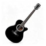 40 Inch Gloss Folk Guitar, Basswood Acoustic Instrument, Bright Sunset Color for Guitar Adults(Black)
