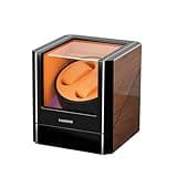 VANTENT Watch Winder for Automatic Watches with Exterior LED Lighting,Shining Finishing and Quiet Japanese Motor 2.0MAX Black (Brown)