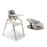 Bugaboo Giraffe High Chair Bundle – Wooden High Chair + Newborn Set + Rocker Frame – Adjustable, Ergonomic, Newborn to Toddler Seating System, FSC Certified - White