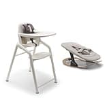 Bugaboo Giraffe High Chair Bundle – Wooden High Chair + Newborn Set + Rocker Frame – Adjustable, Ergonomic, Newborn to Toddler Seating System, FSC Certified - White