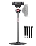 Etour Webcam Tripod Stand for Desk, Newly Upgraded Small Base & 360° Ballhead & Height Adjustable, Ideal for Logitech Webcam C922 C930e C920 C615 C960 BRIO 4K NexiGo N60, Phone Holder with 1/4" Thread