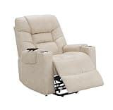 Power Lift Recliner Chair with Heat Massage Leather Electric Reclining Chair with Cup Holder Remote Control for Seniors Living Room Bedroom