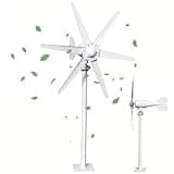 800W Horizontal Wind Turbine Generator, 12V 24V Output 6 Blade Nylon 3 Phase AC Generator Built In Controller, for Home Yard Farm RV Off Grid Use, 1.0m/s Low Wind Start Power White