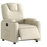 UBVNFGMK Electric Recliner Chair with Side Pocket, Cream Faux Leather Power Recliner, 135 Degree Reclining Chair with Cup Holders
