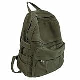 GAMLFL Military Green Canvas Backpack for Women & Men Retro Aesthetic Rucksack Basic Backpack for High School/College Students Travel Laptop Bag