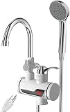 Electric Shower Water Heater, Instant Hot Water Heater, 360° Rotating Fast Heating Water Faucet, Tankless Water Heaters with LED Display & Hose, Complete Shower Set, 30℃-60℃ Summer / 30℃-40℃ Winter