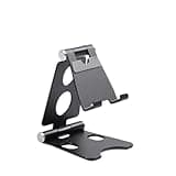 AHXIPHWSG Desk Phone & Tablet Stand Holder 4-8 Inch Foldable Portable Multi-Angle Aluminum Alloy Holder Stand(Black)