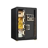 Safe Box with Key for Home, Money Safes with Code, Lockbox for Cash, Documents, Valuables, 0.23 Cu Ft Mini Safe for Office, Travel, Handgun Storage,A1