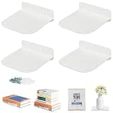 STORAGE MANIAC Floating Book Shelves for Wall Mounted Invisible Floating Bookshelves Heavy-Duty Steel Hidden Bookshelf Hanging Bookshelves for Bedroom Living Room Office, White 4-Pack