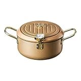 OBKSEB Kitchen Deep Frying Pot with Lid and Thermometer Non Stick Fryer Stainless Steel French Fries Tempura Pan