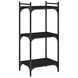 KGHFDVB Bookcase 3-Tier Black 15.7x11.8x33.9 Inches Engineered Wood Bookshelf with Metal Frame and Adjustable Feet for Home Office