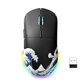Typehaven G57 Wireless Gaming Mouse, 8000 DPI, 80g, 2.4G/Bluetooth/USB-C Rechargeable Wireless Mouse with 5 Programmable Buttons for PC/Mac, Black