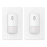 ELEGRP Single Pole Occupancy Motion Sensor Light Switch, PIR Infrared Motion Activated Switch, Need Grounding Wire, No Neutral Wire, for CFL/LED/Incandescent, with Plate, UL(2 Pack, Matte White)