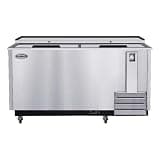 Pemberly Row 65" Commercial Bottle Cooler, Stainless Steel Finish, 19 cu. ft., Built-In Opener, 2 Doors, 3 Shelves, Freestanding Beverage Refrigerator for Bars, Cafes, Restaurants, or Food Service Use