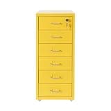 6-Tier Vertical File Cabinet Lockable Freestanding Storage Cabinet,Yellow