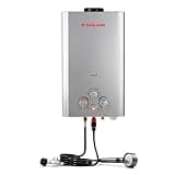 GASLAND 2.64GPM 10L Tankless Water Heater Propane, Outdoor Propane Camping Hot Water Heater, Overheating Protection,Instant Hot Water Heater for RV Cabin Barn Camping Boat, Silver, BE264S