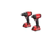 CRAFTSMAN V20 Cordless Drill Driver and Impact Driver, 2 x 2Ah Lithium Ion Battery and Charger, Two Power Tools, 1700 RPM 1/2 In. Electric Drill, 1800 Torque 1/4 Impact Screwdriver (CMCK201D2)