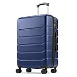 Sweetcrispy 28 Inch Carry On Luggage, ABS Hard Shell Lightweight Rolling Suitcase with Smooth Spinner Wheels and Built-in TSA Lock, Travel Suitcase for Business and Holiday Trips, Navy Blue